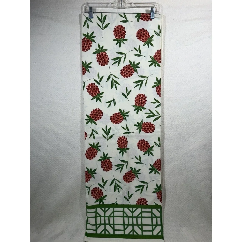 Pomegranate‎ Fruit Print Tablecloth 92x60 Cotton Green White Decorative